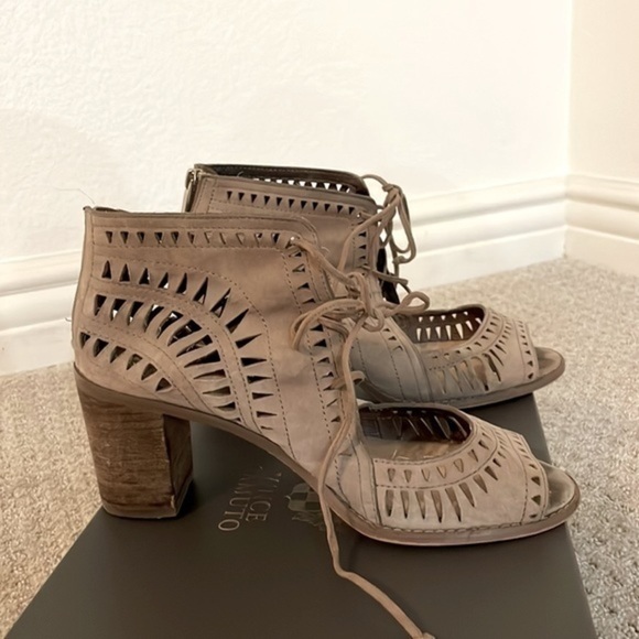 Vince Camuto Tarita - Smoke Cloud True Suede Sandals - Picture 2 of 7